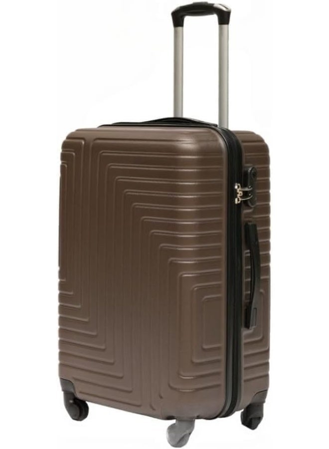32-Inch Royal Grid Design Hardshell Trolley Bag, Lightweight ABS Travel Suitcase with 360° Spinner Wheels & Secure Lock, Coffee - Image 1